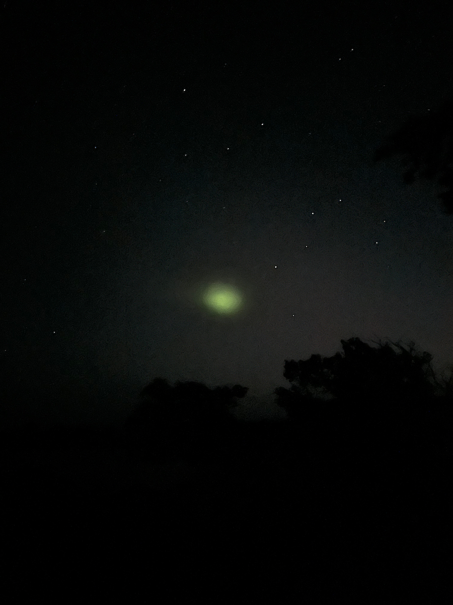 Mysterious green blob in the night sky over southwest Crete