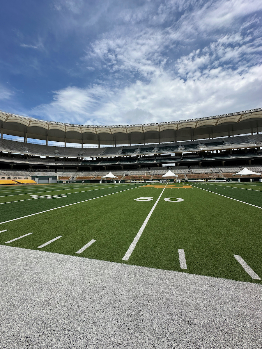 View of John Eddie Williams field in McLane Stadium of Baylor University